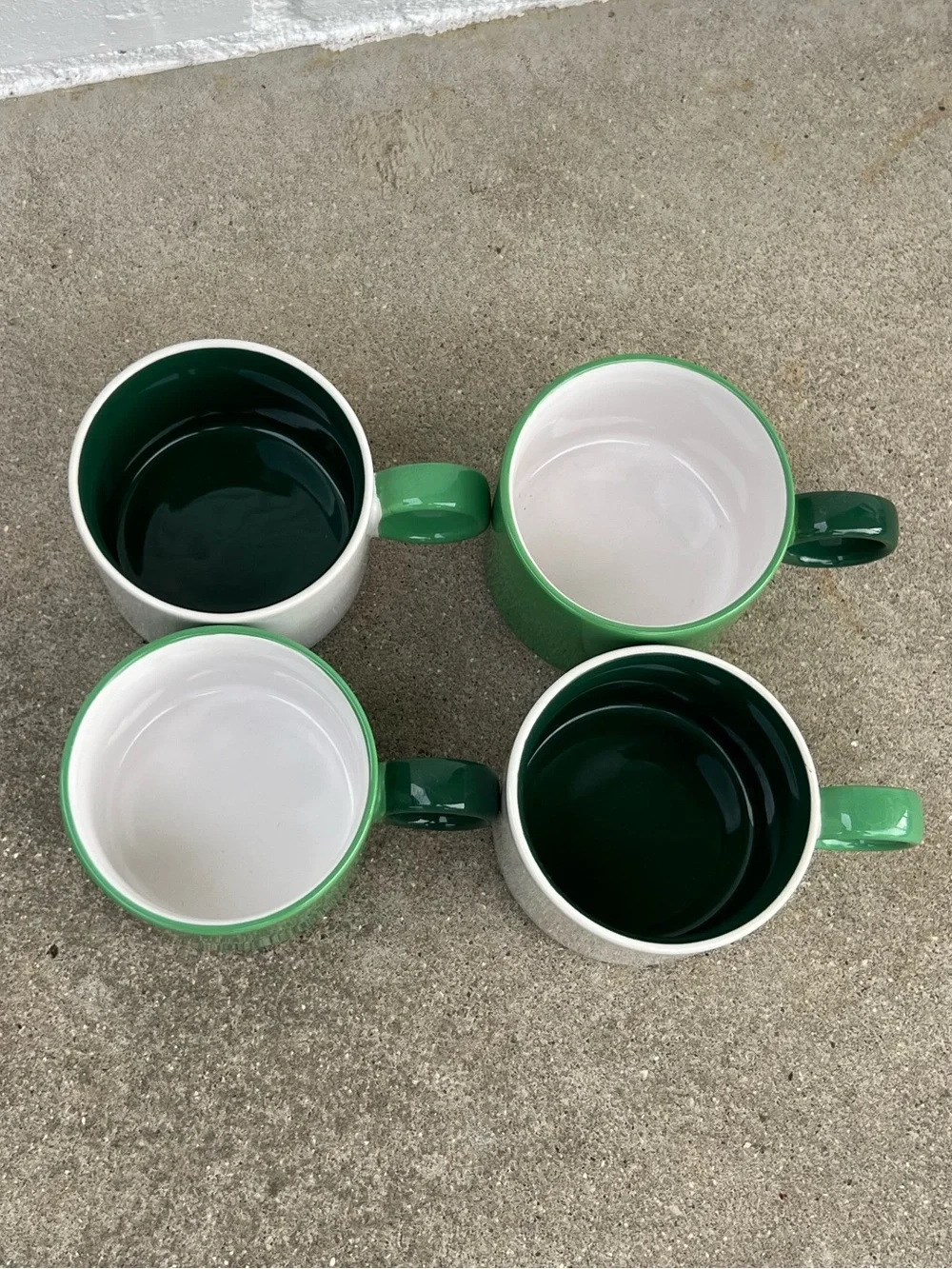 IKEA Stackable Porcelain Mugs Green and White